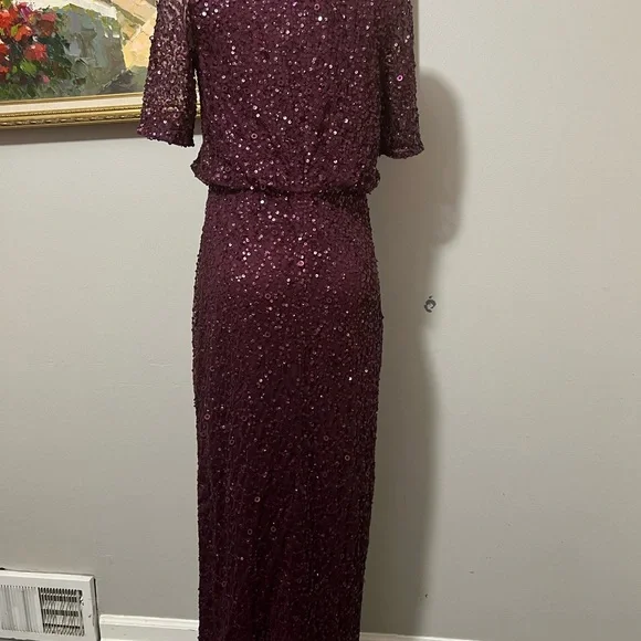 Adrianna Papell Beautiful beaded Gown Cassis Dress - Picture 4 of 4